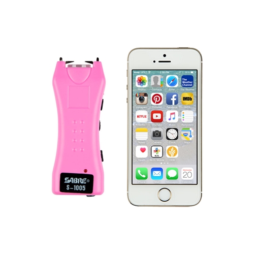 Dual Capacitor Stun Gun with LED Flashlight - Pink