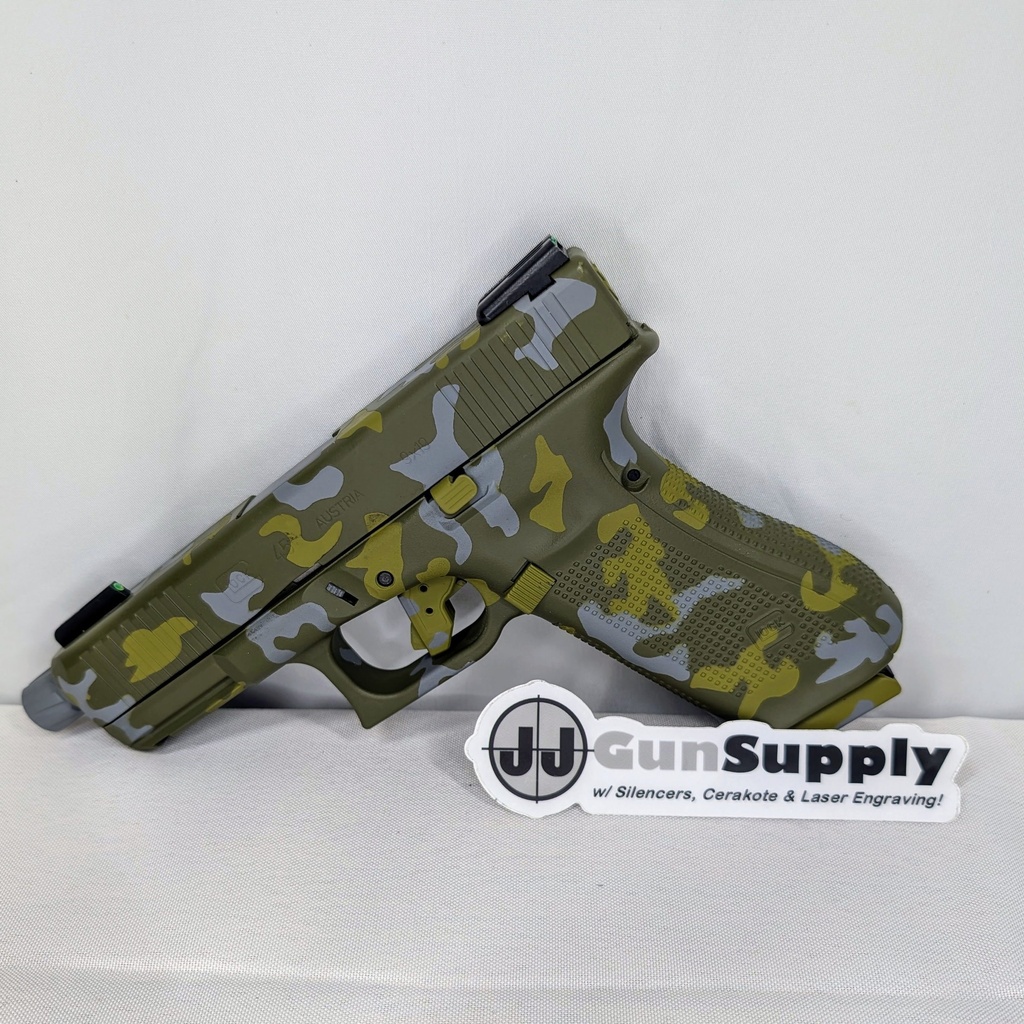 **USED** Glock 45 Camo Cerakote w/Threaded Barrel, Night Nights, Aftermarket Trigger