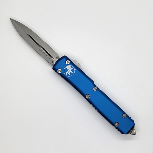 Microtech Ultratech D/E Stonewash Standard - Blue Handle