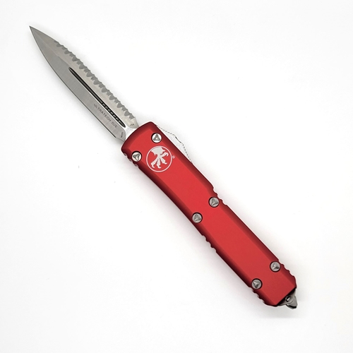 Microtech Ultratech D/E Satin Full Serration - Red Handle