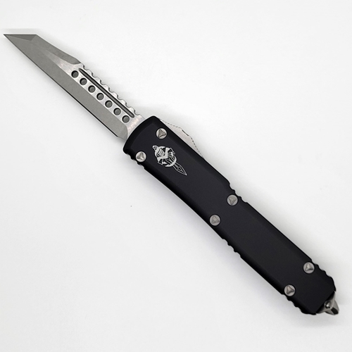 Microtech Ultratech Signature Series Warhound Stonewash Standard - Black Handle