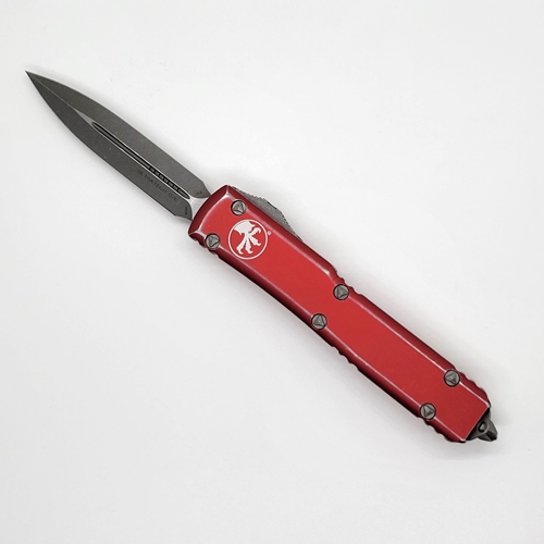 Microtech Ultratech D/E Stonewash Standard - Distressed Red Handle