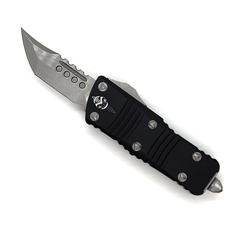 Microtech Mini Troodon Signature Series Hellhound Stonewash Standard - Black