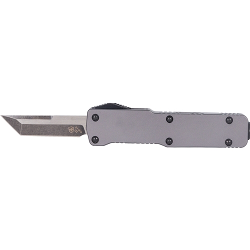 Aluminum Anodized Gunmetal Grey D2 Black Tanto OTF