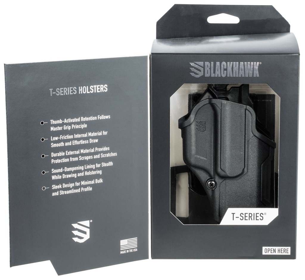 BLACKHAWK, T-Series, Level 2 Compact, Right Hand, Black, Fits Glock 17,