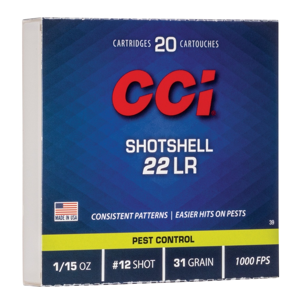 CCI Shotshell .22LR 31gr #12 - 20 Round Box