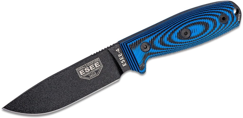 ESEE 4 Black Blade 3D Handle Fixed Blade - Blue