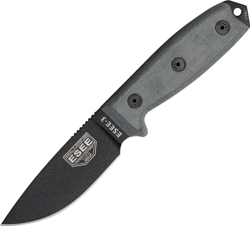 ESEE Knives Model 3 Standard Edge Fixed Blade - Black