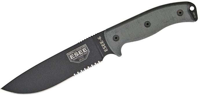 ESEE Model 6 Black Carbon Steel Fixed Blade - Gray