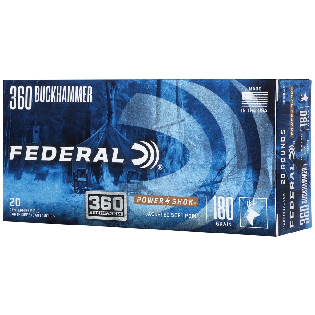 Federal PowerShok .360 Buckhammer 180 Grains Soft Point 20 Round Box