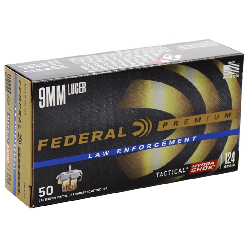 Federal Tactical HydraShok 124gr 9mm 50 Rds