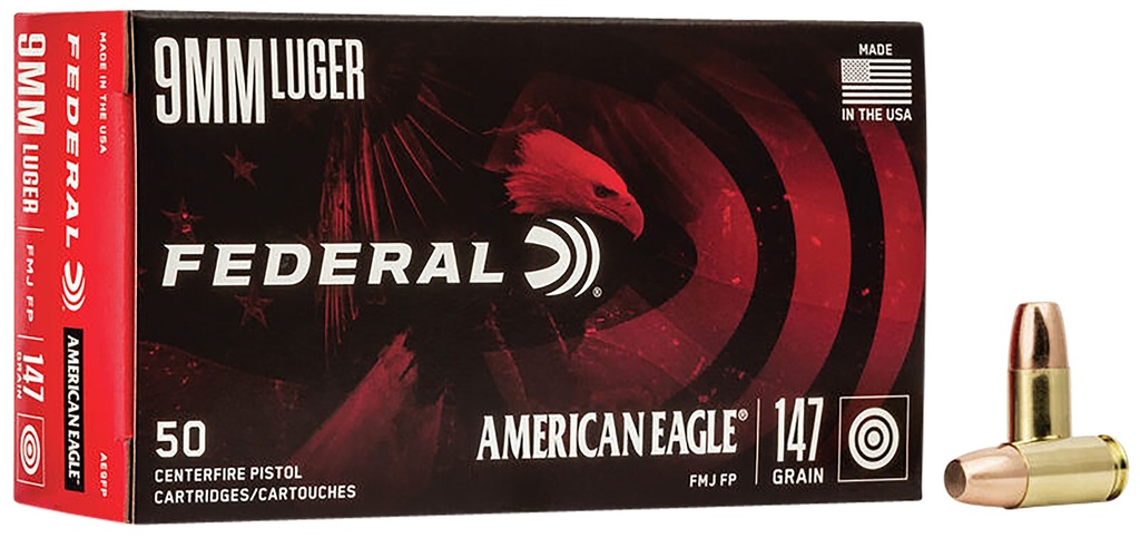 Federal American Eagle 147gr FMJ Flat Point 50rds